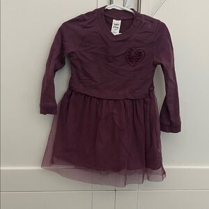 Carter's Plum Long Sleeve Dress with Heart Detail